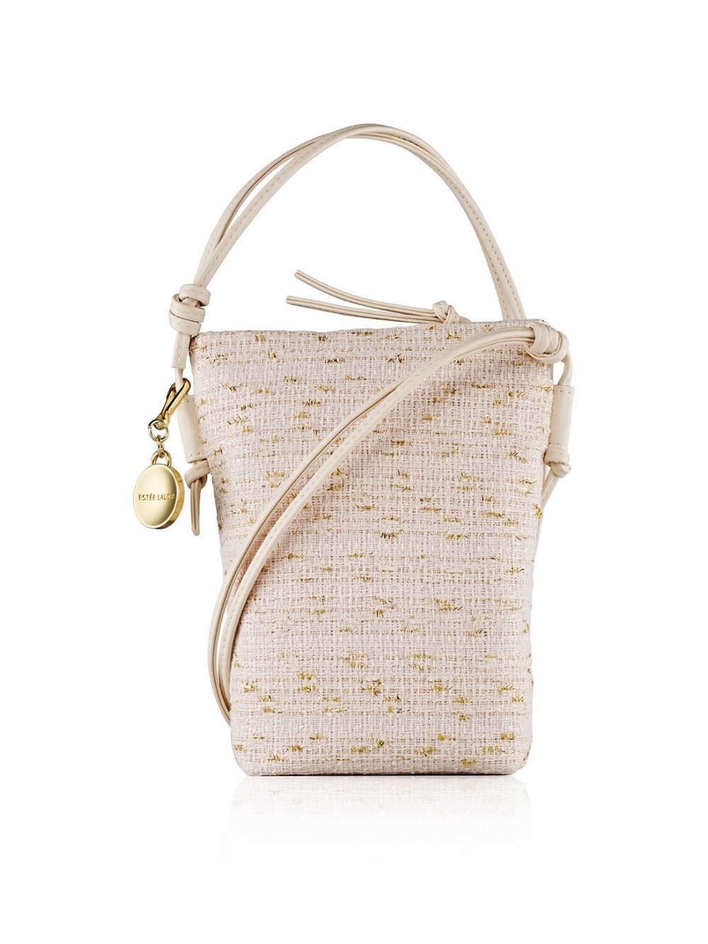 Estee Lauder Cream and Gold Tweed Crossbody Bag
